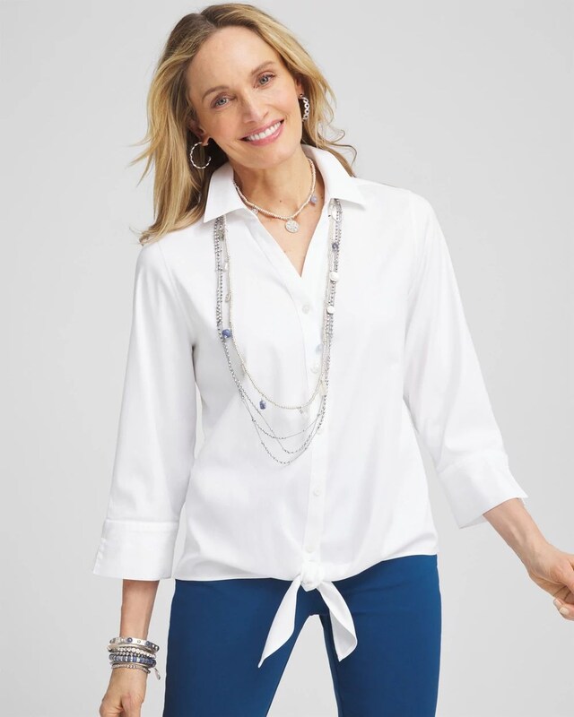 No Iron Tie-Front Stretch Shirt